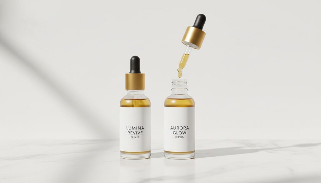 2本のオイル美容液ボトル