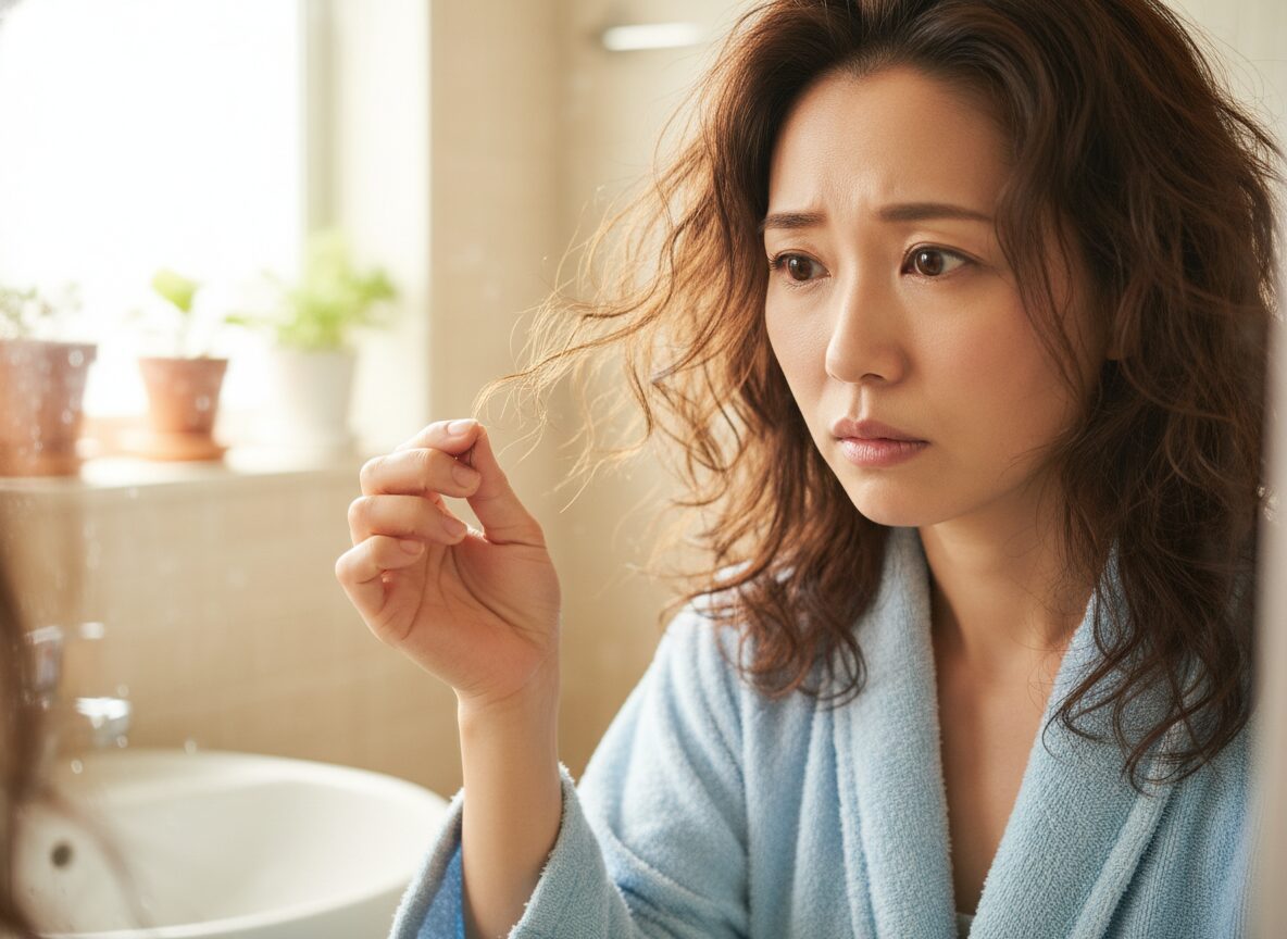 髪のうねりが気になる30代女性