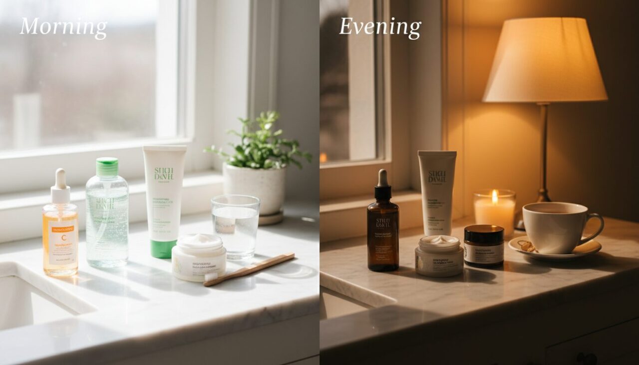 朝と夜のスキンケアルーティン