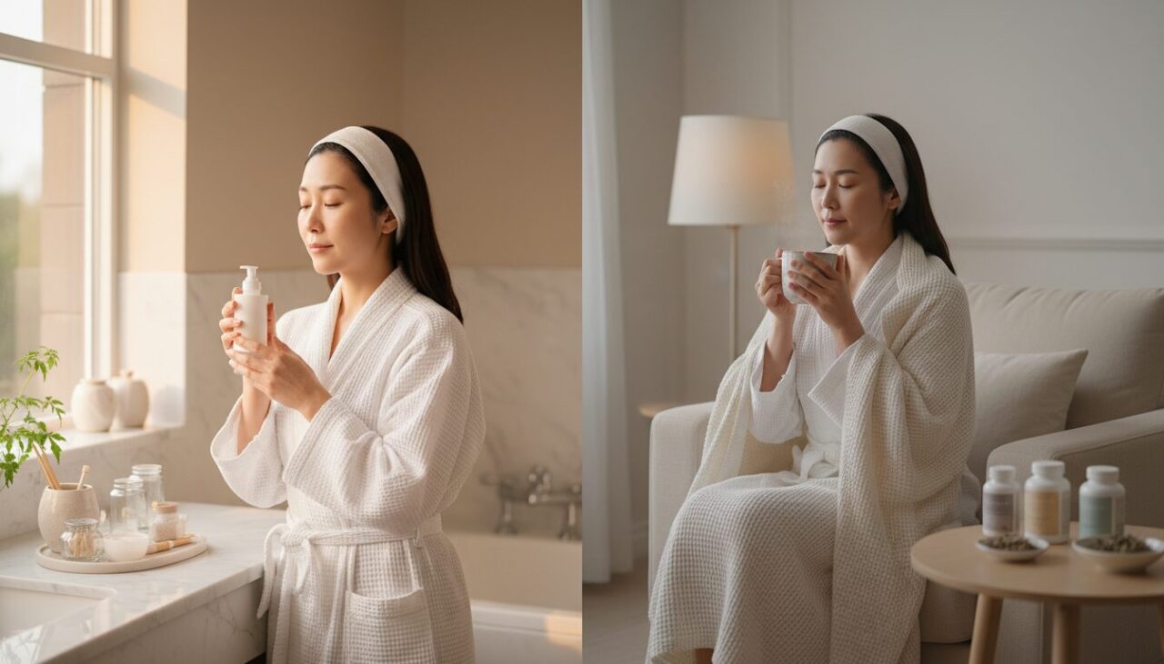 朝のスキンケアと夜のインナーケアルーティン