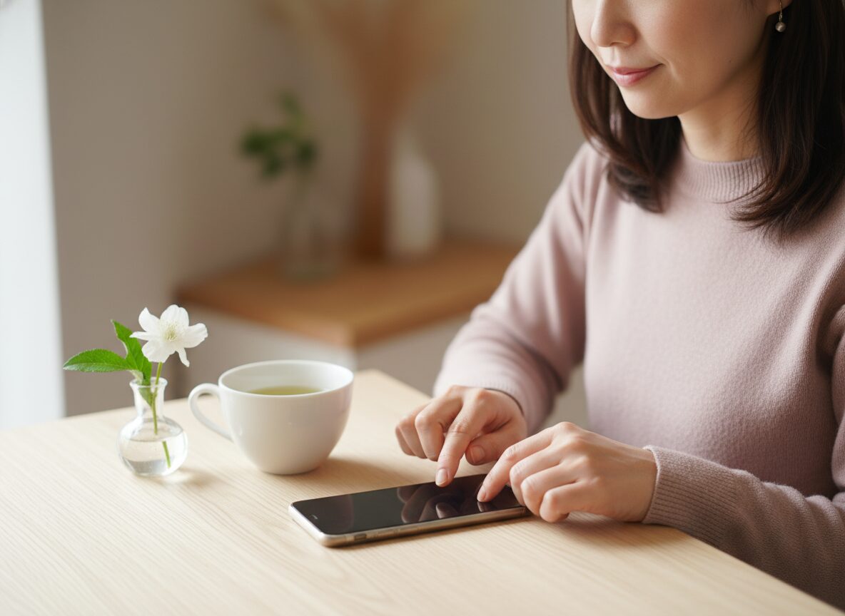 短いメッセージを入力しているスマホ画面
