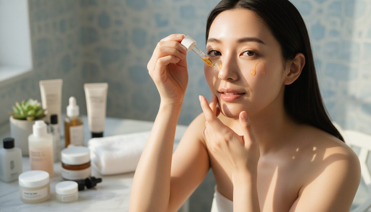ビタミンC美容液を使うスキンケアシーン